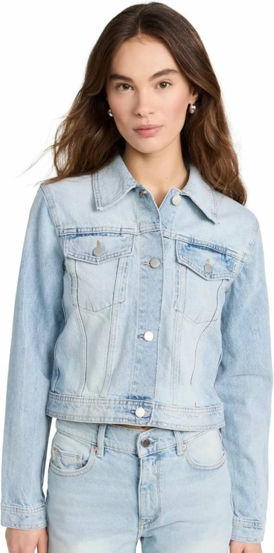 DL1961 Women's Vika Classic Denim Jacket - Stylish Vintage Wash Slim Fit Blue Jean Coat
