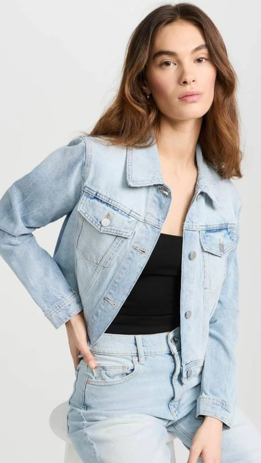 DL1961 Women's Vika Classic Denim Jacket - Stylish Vintage Wash Slim Fit Blue Jean Coat