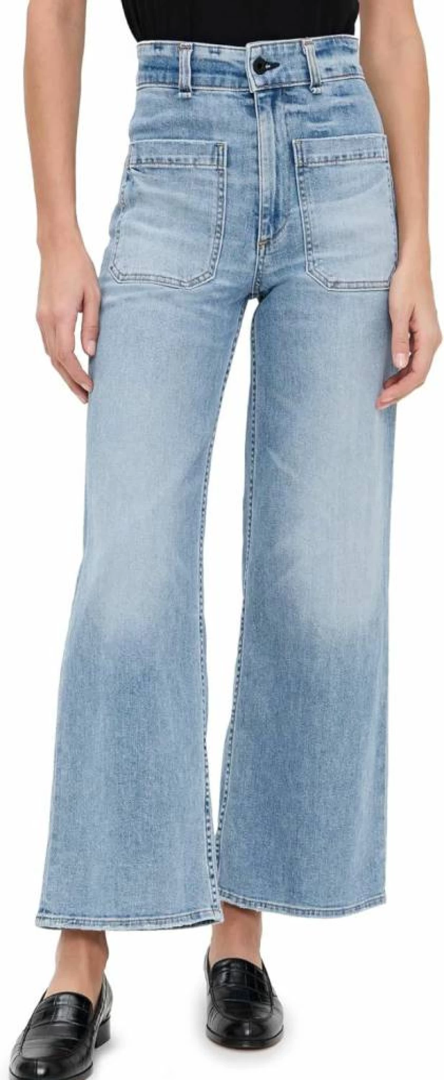 ASKK NY Women's High-Waisted Cropped Sailor Jeans - Vintage Inspired Denim Pants for Women
