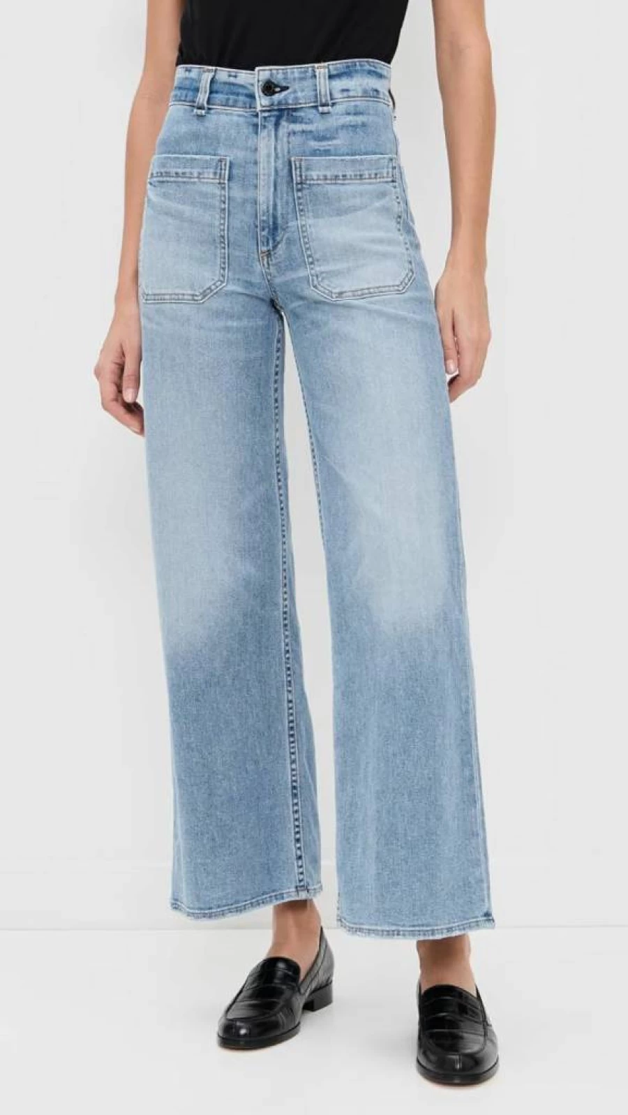 ASKK NY Women's High-Waisted Cropped Sailor Jeans - Vintage Inspired Denim Pants for Women