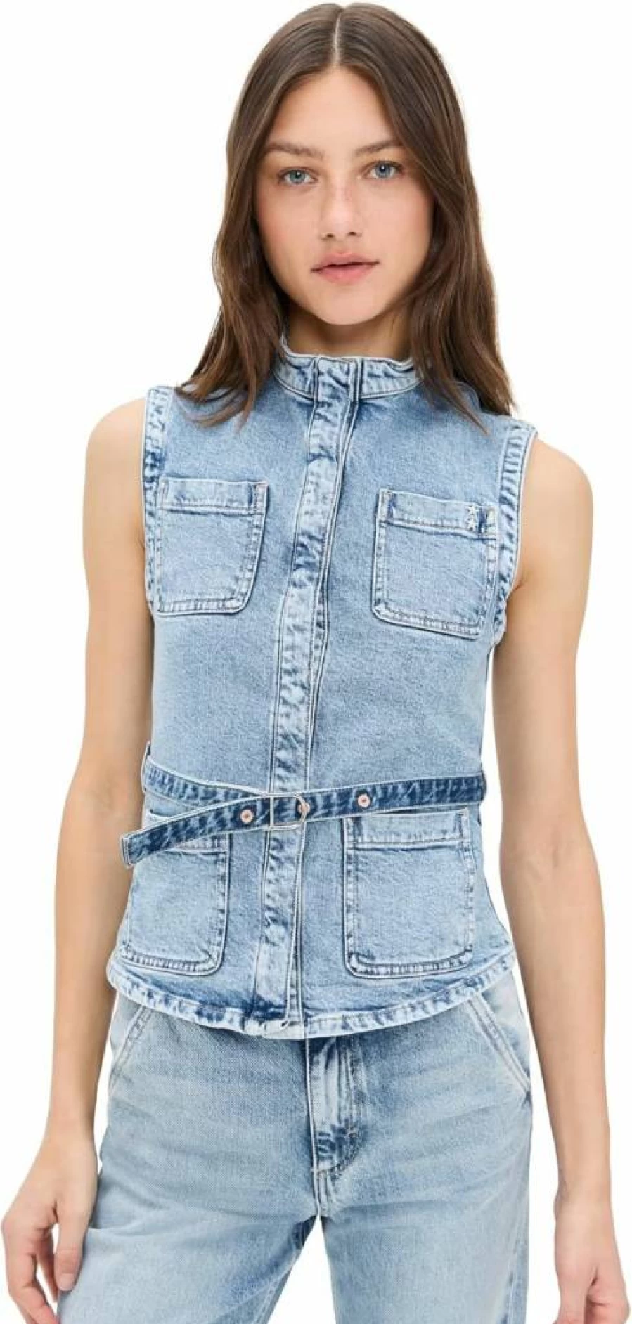 ICON DENIM LA Women's Kelly Denim Vest - Classic Blue Denim Jacket for Women