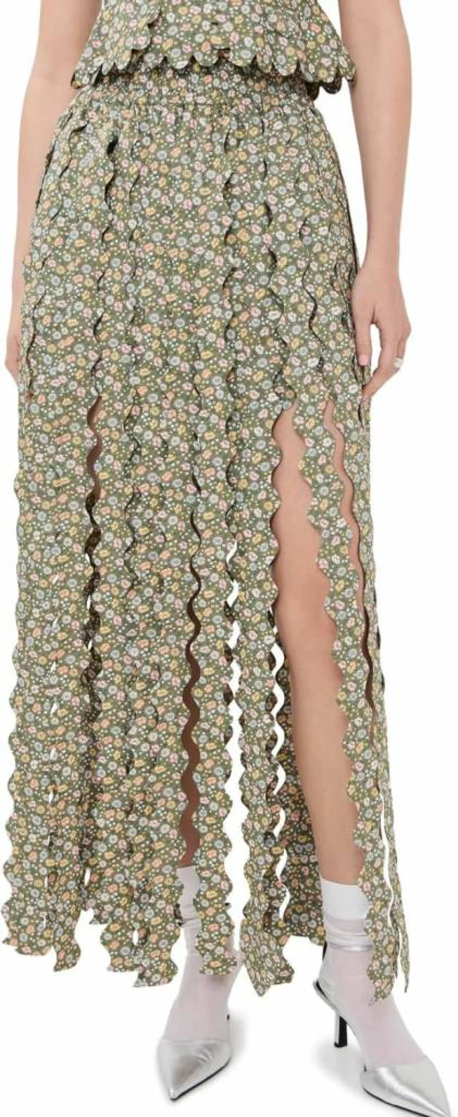 HORROR VACUI Women's Leilani Floral Maxi Skirt - Gothic Boho Long Skirt with High Waist