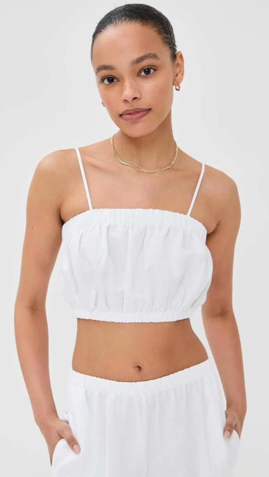 LE BOP Women's Camille Cropped Top - 100% Linen Short Sleeve Shirt for Women
