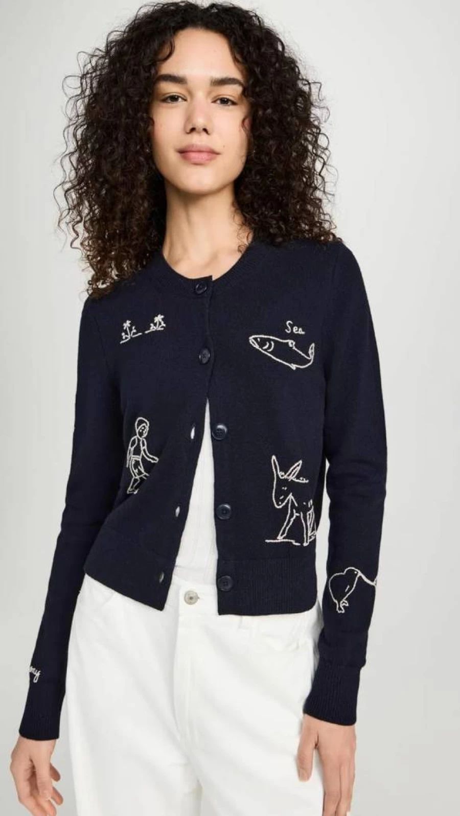 Sea Women's Demi French Workwear Knit Cardigan - Soft Vintage Style Open Front Sweater