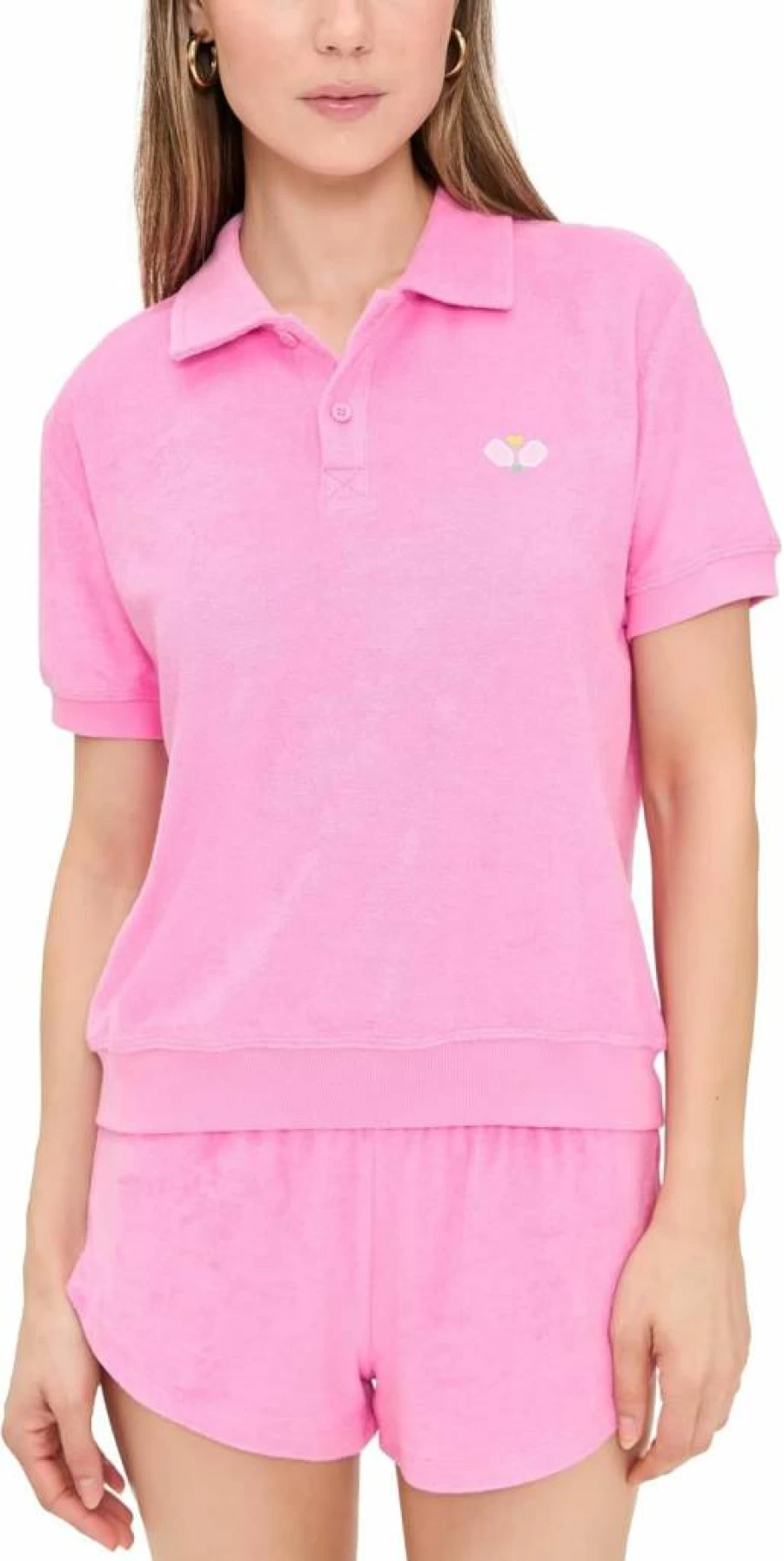 PJ Salvage Women's Comfortable Terry Cloth Polo Shirt - Soft Casual Summer Top