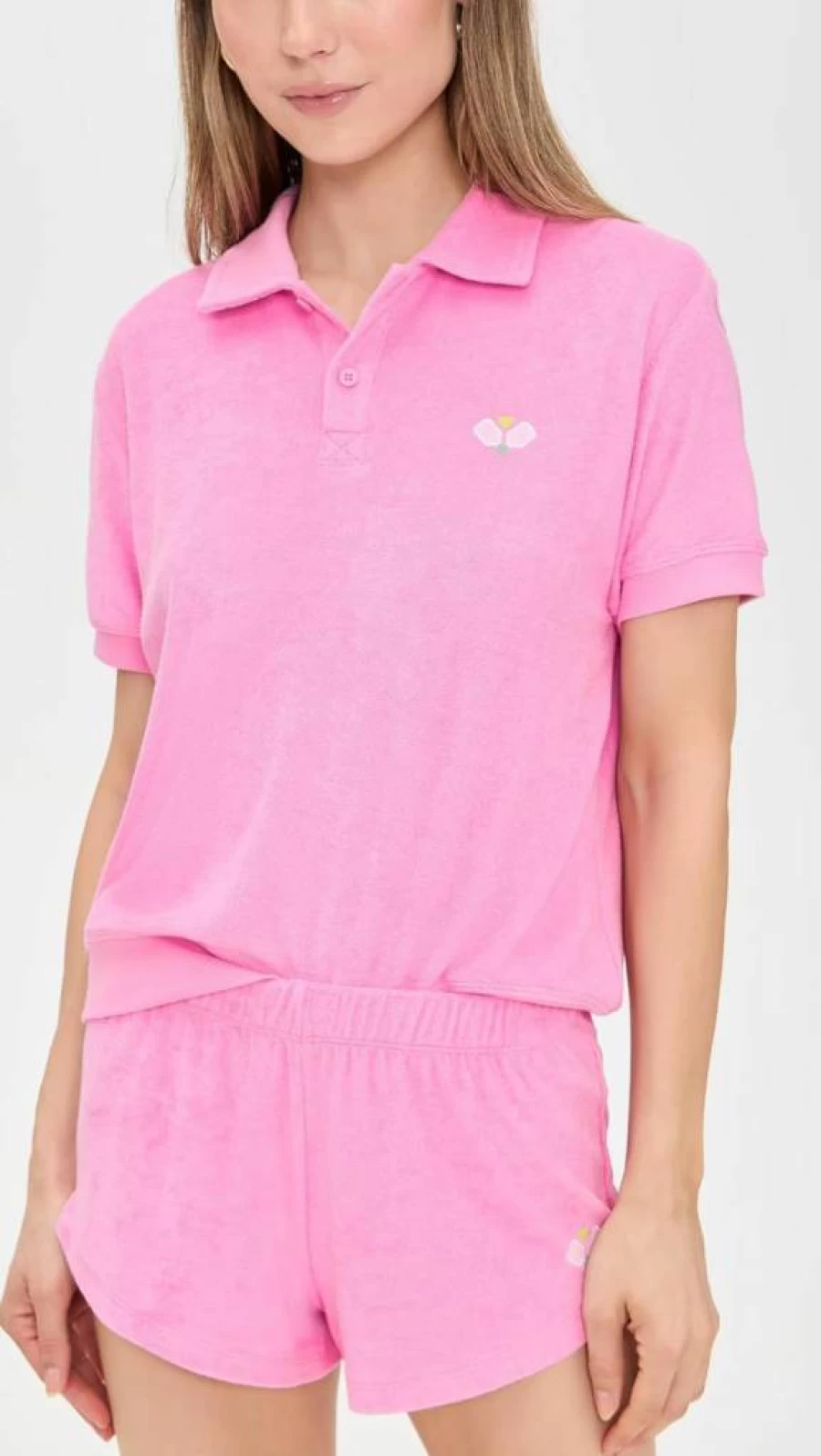 PJ Salvage Women's Comfortable Terry Cloth Polo Shirt - Soft Casual Summer Top