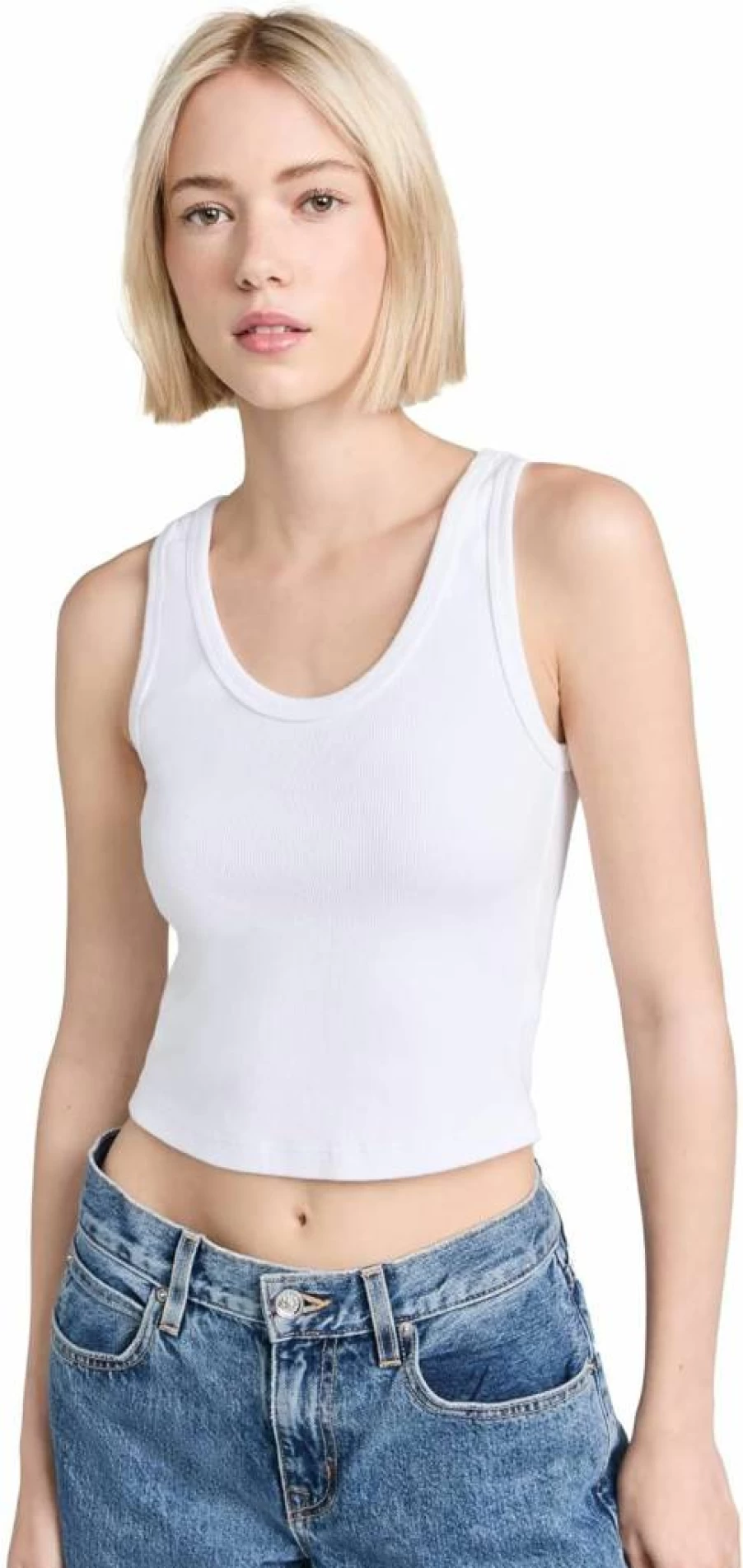 PerfectWhiteTee Women's Blondie Ribbed Tank Top - Bra Friendly Structured Fit