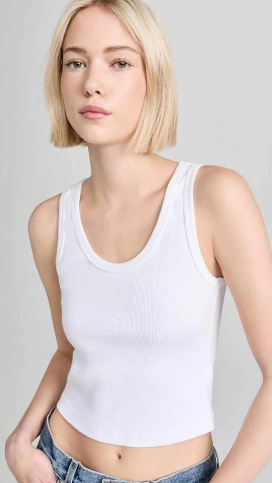 PerfectWhiteTee Women's Blondie Ribbed Tank Top - Bra Friendly Structured Fit