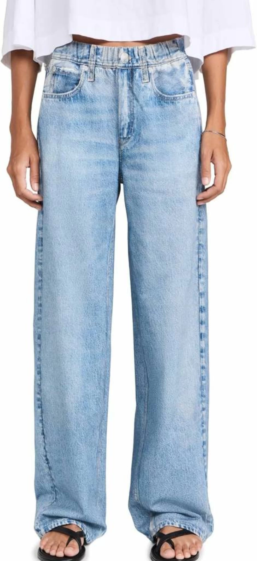 Rag & Bone Women's Miramar High-Rise Wide Leg Jeans – Classic Blue Denim