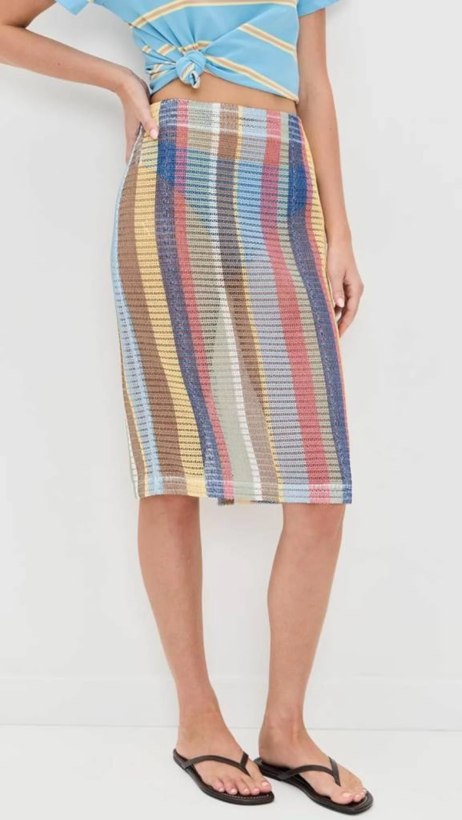 STAUD Via High-Waisted Mini Skirt for Women | A-Line Denim Skirt with Side Slits | STAUD Fashion Skirts Collection