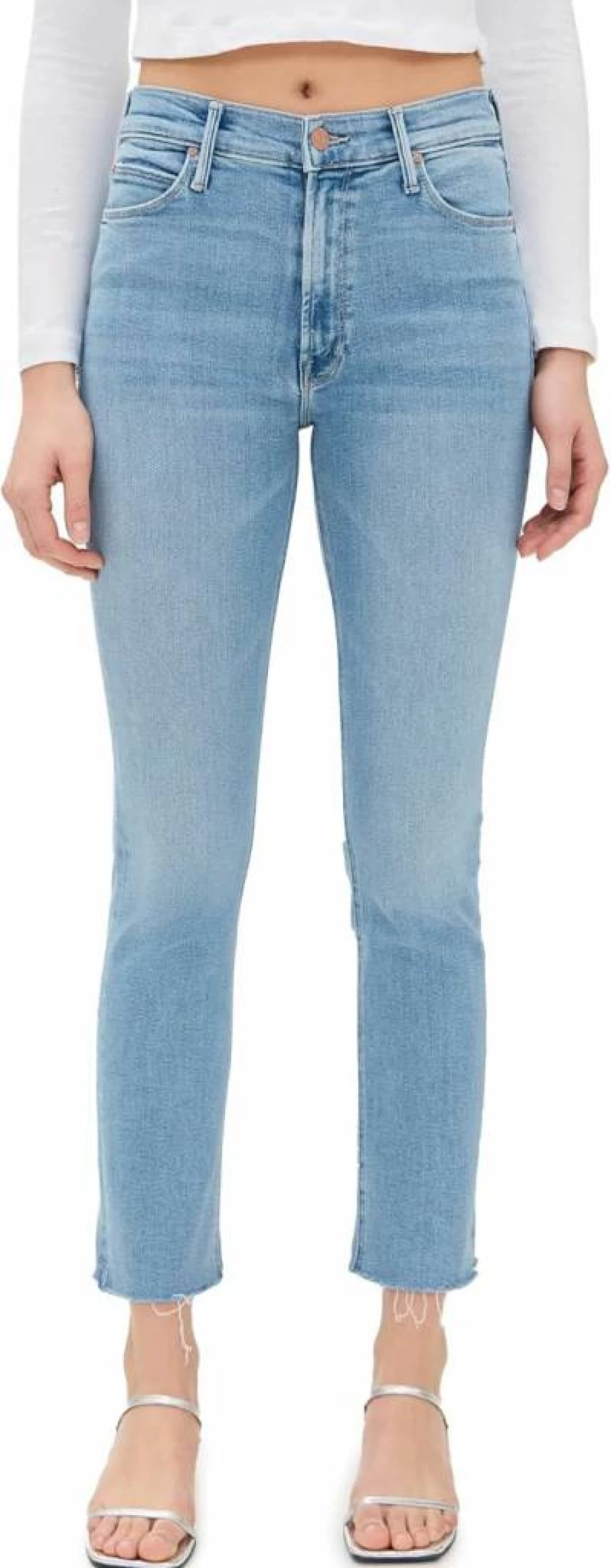 MOTHER Women's Mid Rise Dazzler Ankle Fray Jeans - Distressed Denim for Women