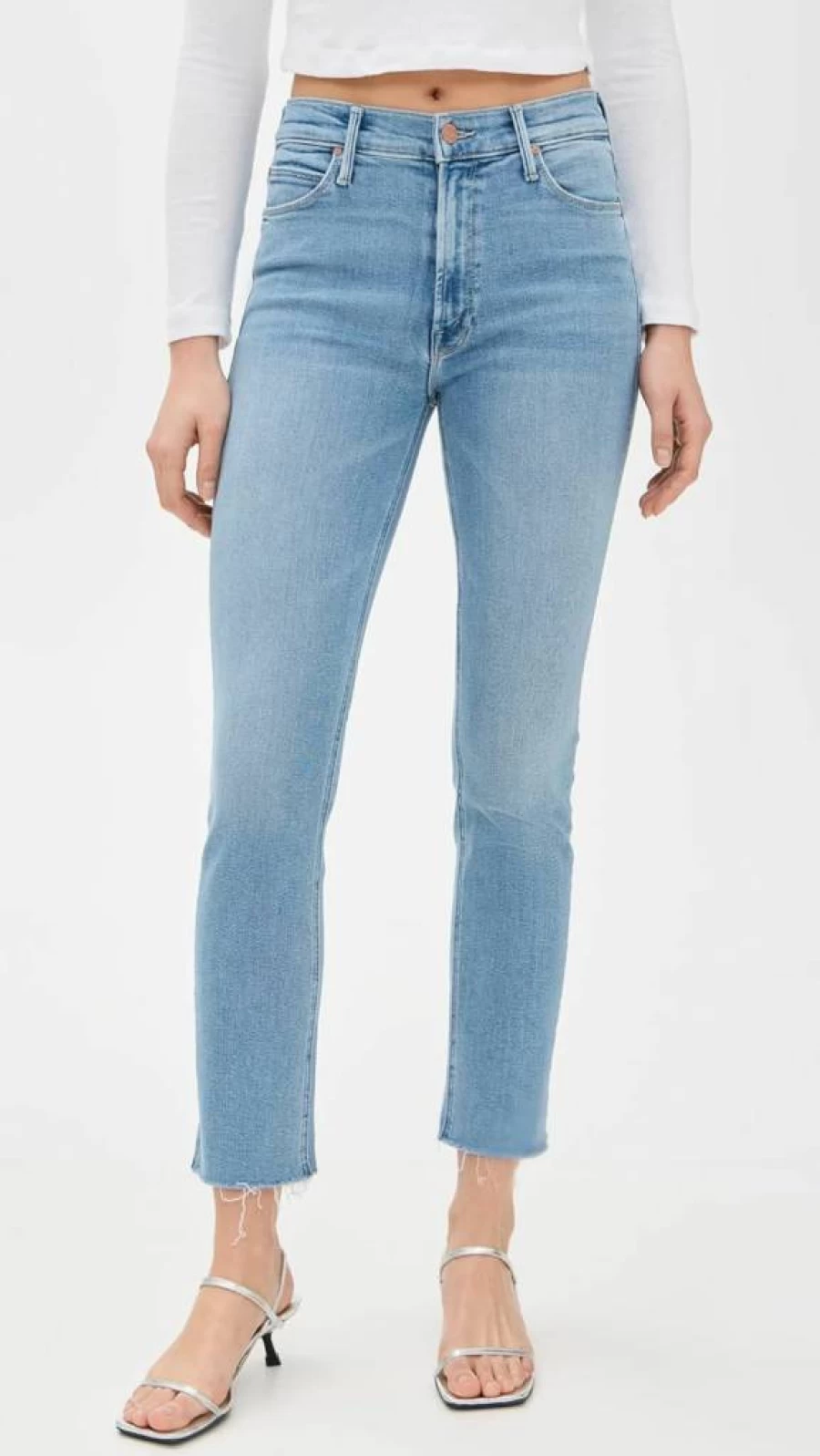 MOTHER Women's Mid Rise Dazzler Ankle Fray Jeans - Distressed Denim for Women