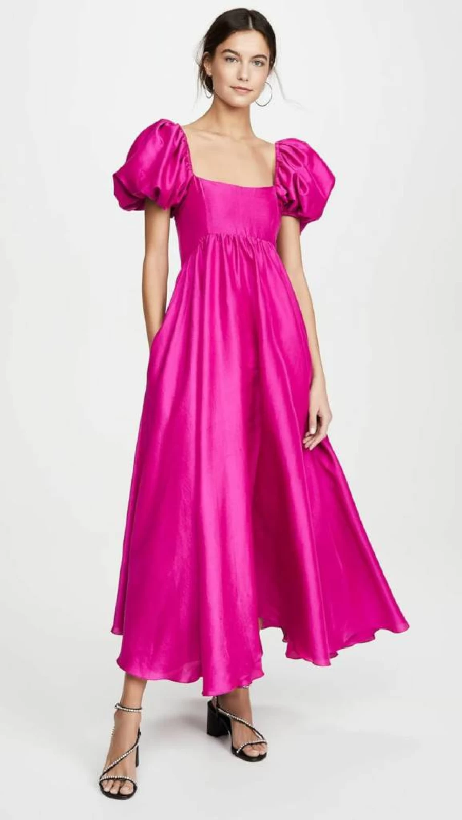 Azeeza Women's Rory Puff Sleeve Dress - Elegant Flowy Summer Dress with Puff Sleeves