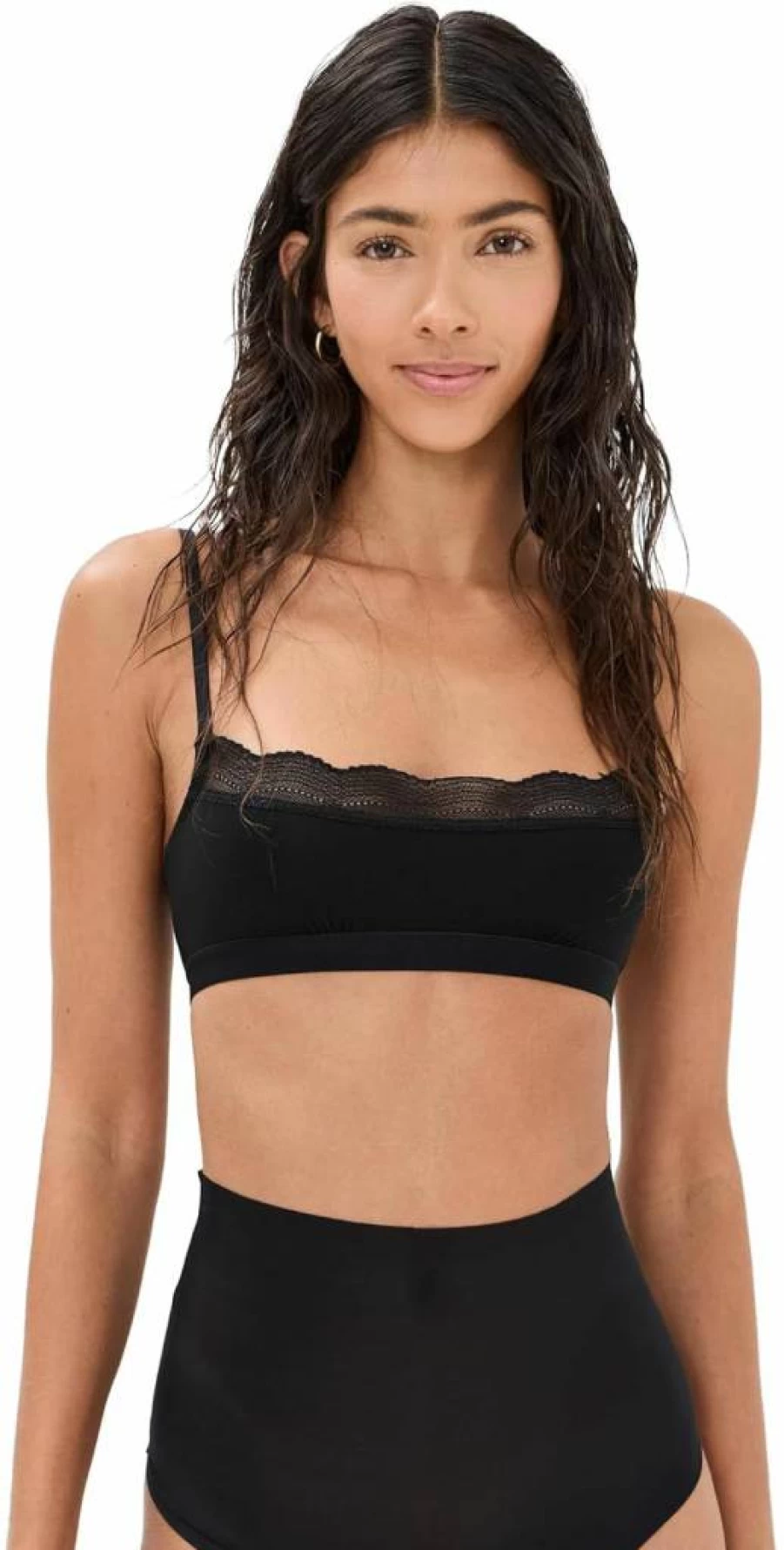 Stripe & Stare Women's Lace Square Bralette - Comfortable & Stylish Wireless Bra