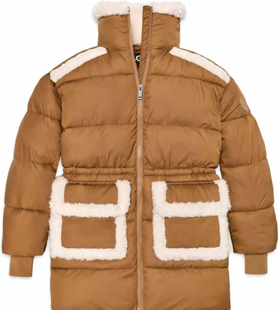 UGG Women's Amal Plush Seam Puffer Coat - Warm Winter Jacket with Cozy Fleece Lining