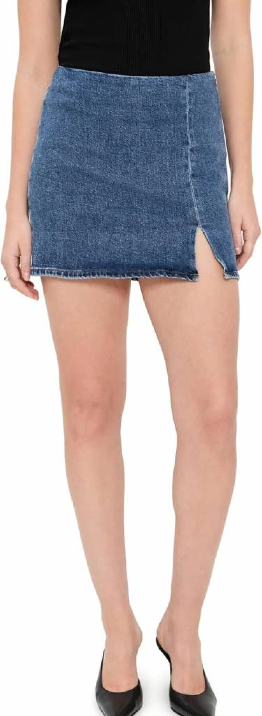 Good American Women's High-Waisted Denim Mini Skirt - Stretch Fit Distressed Style