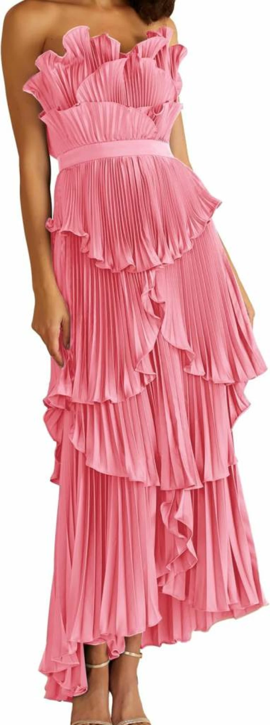 AMUR Women's Judah Pleated Scallop Hem Dress - Elegant Flowy A-Line Style