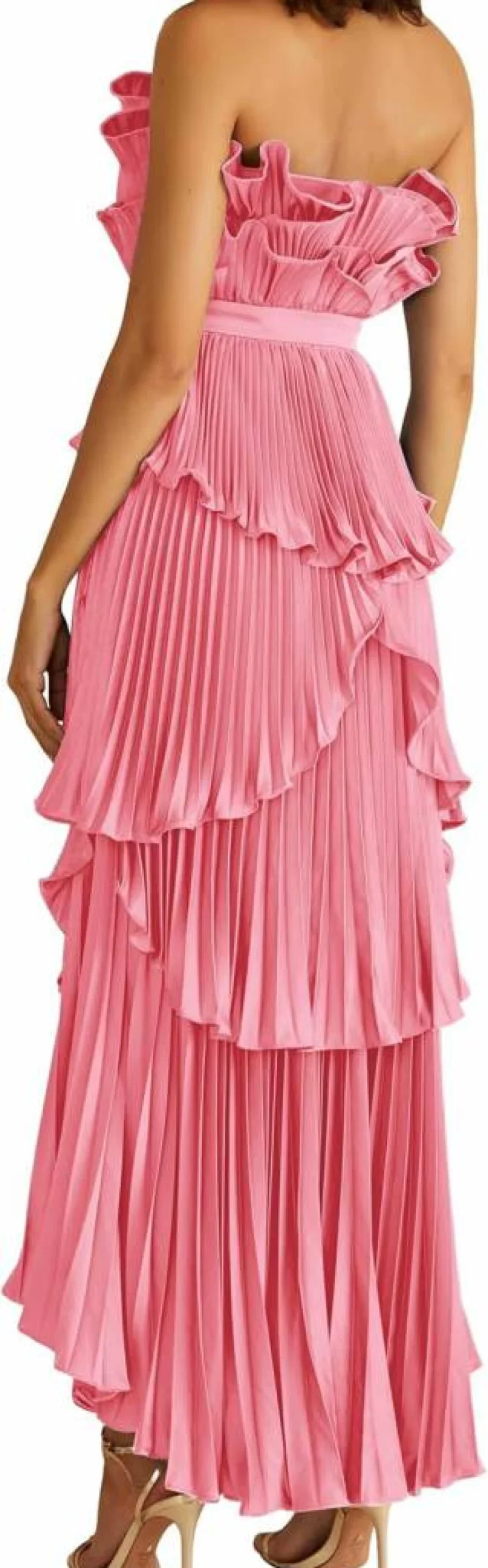 AMUR Women's Judah Pleated Scallop Hem Dress - Elegant Flowy A-Line Style