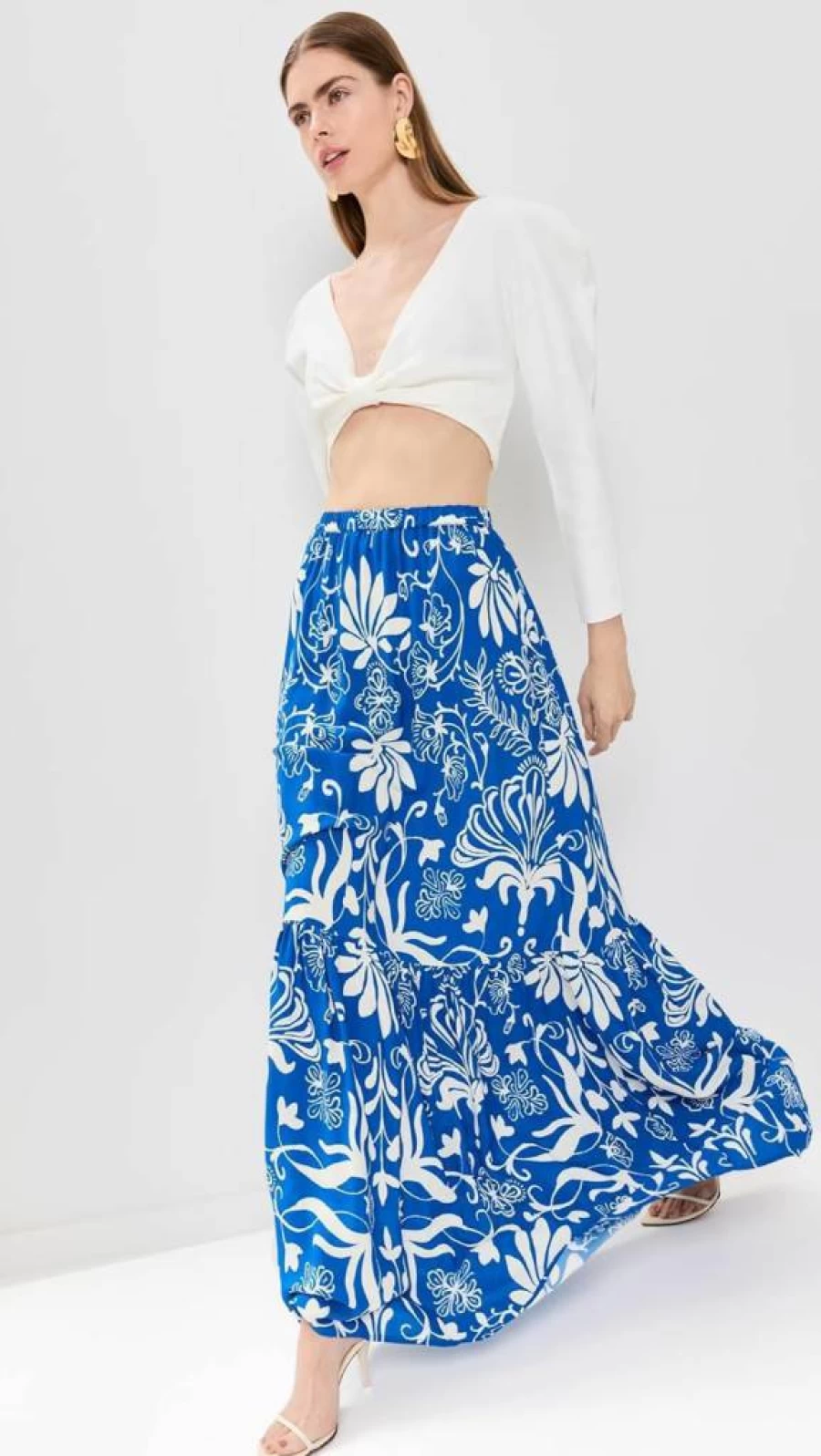 Figue Women's Mia Skirt - Elegant High-Waisted Flowy Midi Skirt for Casual & Dressy Outfits