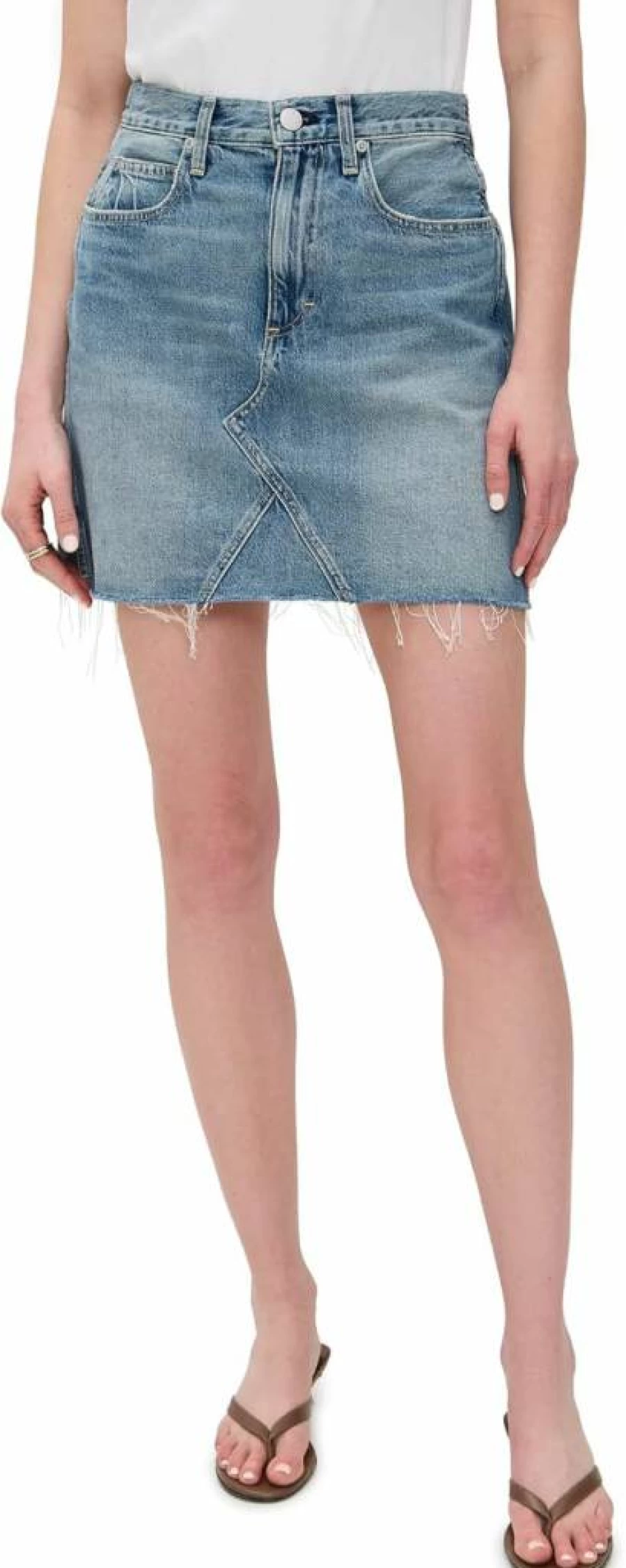 AMO Women's Alexis Raw Cut Hem Skirt - Stylish & Trendy A-Line Design