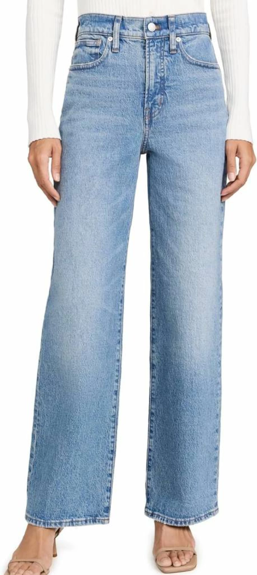 Madewell Women's Vintage Wide Leg Jeans - The Perfect High-Rise Distressed Denim Pants for Women