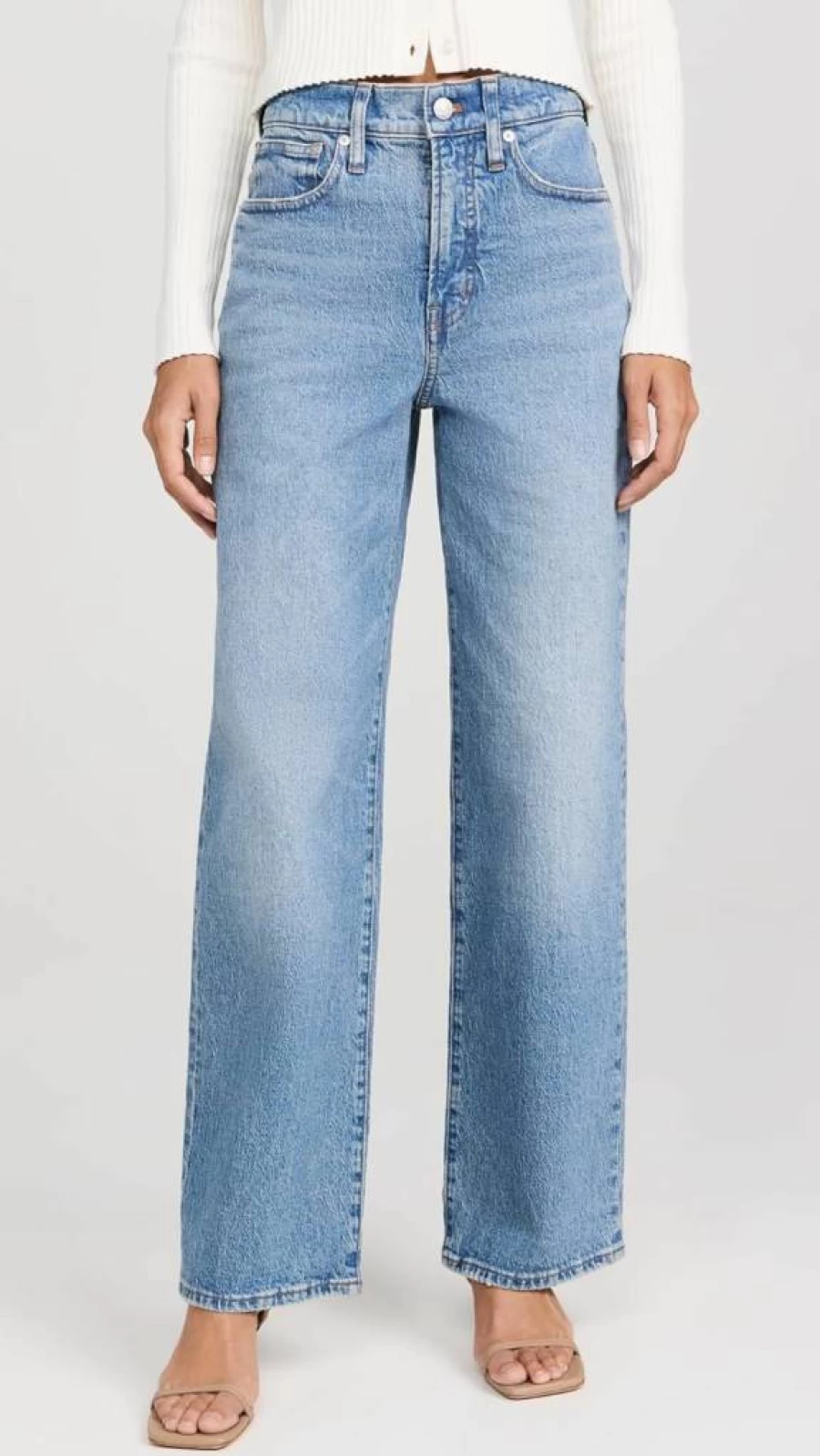 Madewell Women's Vintage Wide Leg Jeans - The Perfect High-Rise Distressed Denim Pants for Women