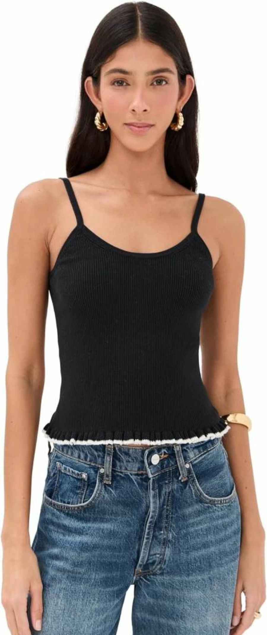 LE BOP Women's Ribbed Tank Top - Stretch Fit Sleeveless Casual Shirt for Women