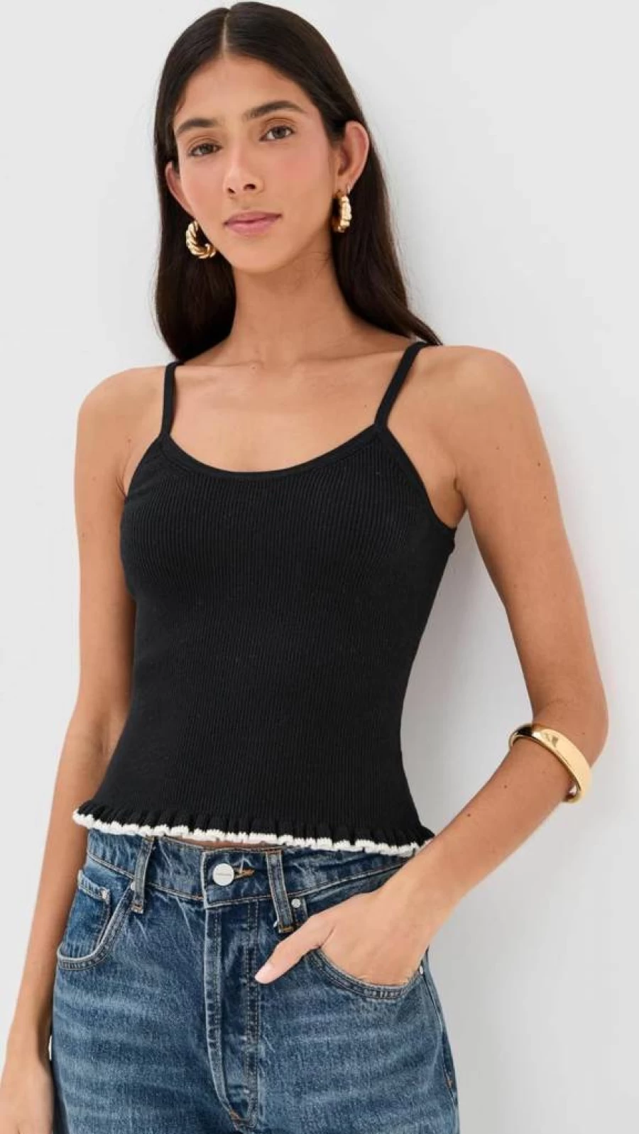 LE BOP Women's Ribbed Tank Top - Stretch Fit Sleeveless Casual Shirt for Women