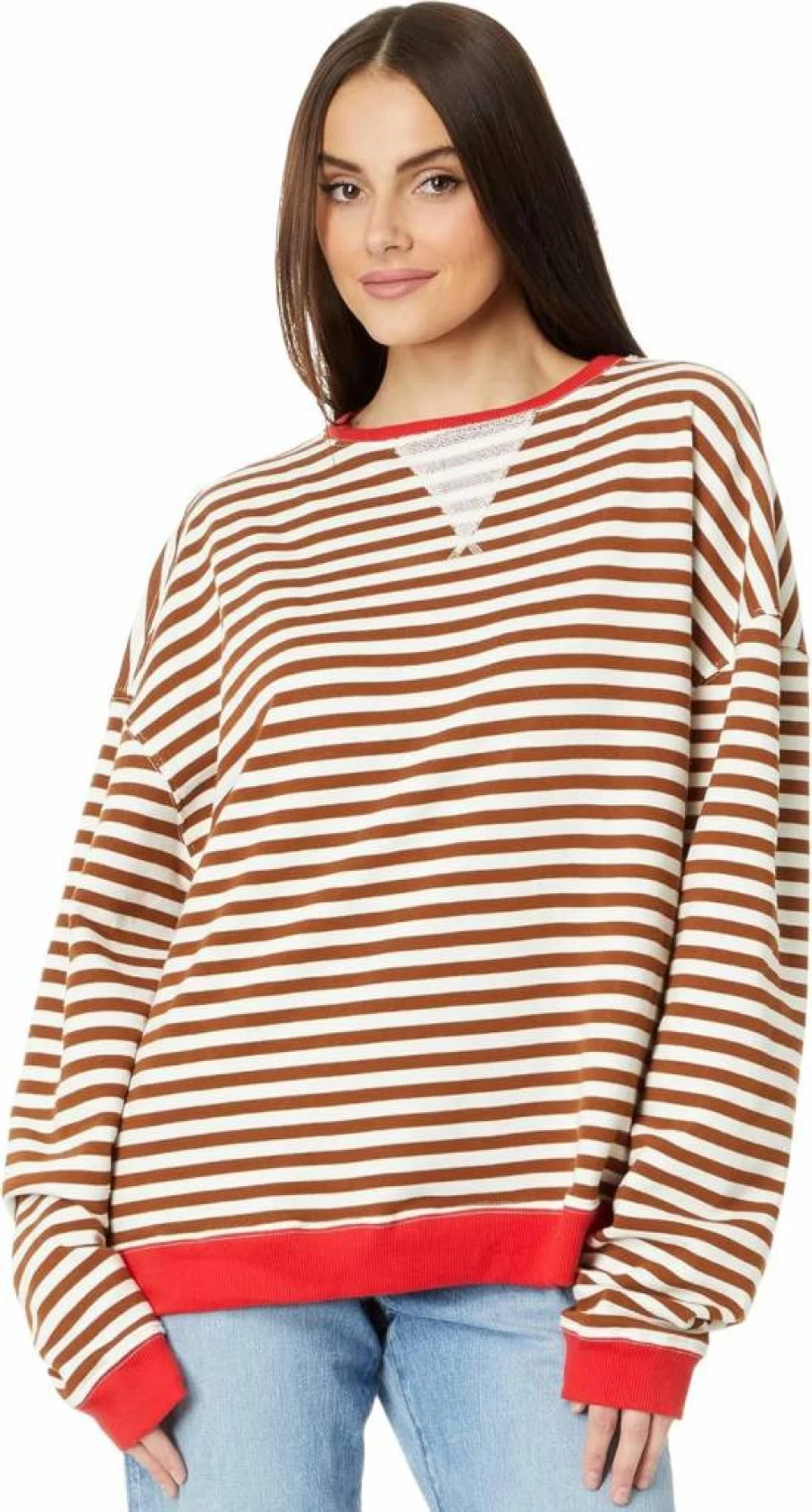 Free People Women's Classic Striped Crewneck Sweatshirt - Vintage Inspired Casual Pullover