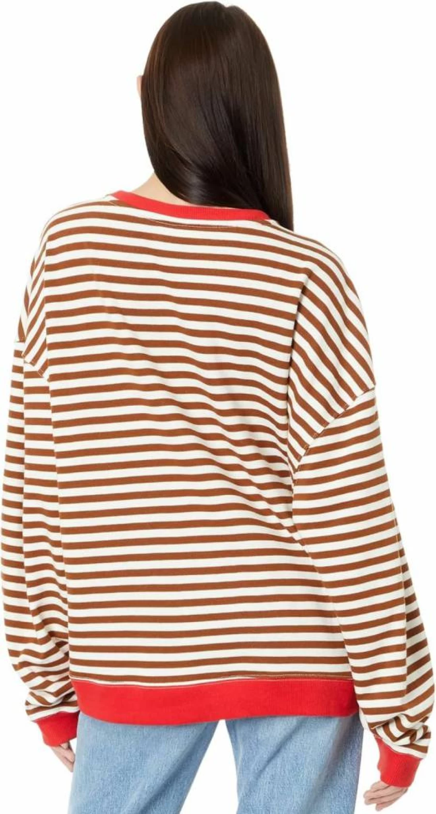Free People Women's Classic Striped Crewneck Sweatshirt - Vintage Inspired Casual Pullover