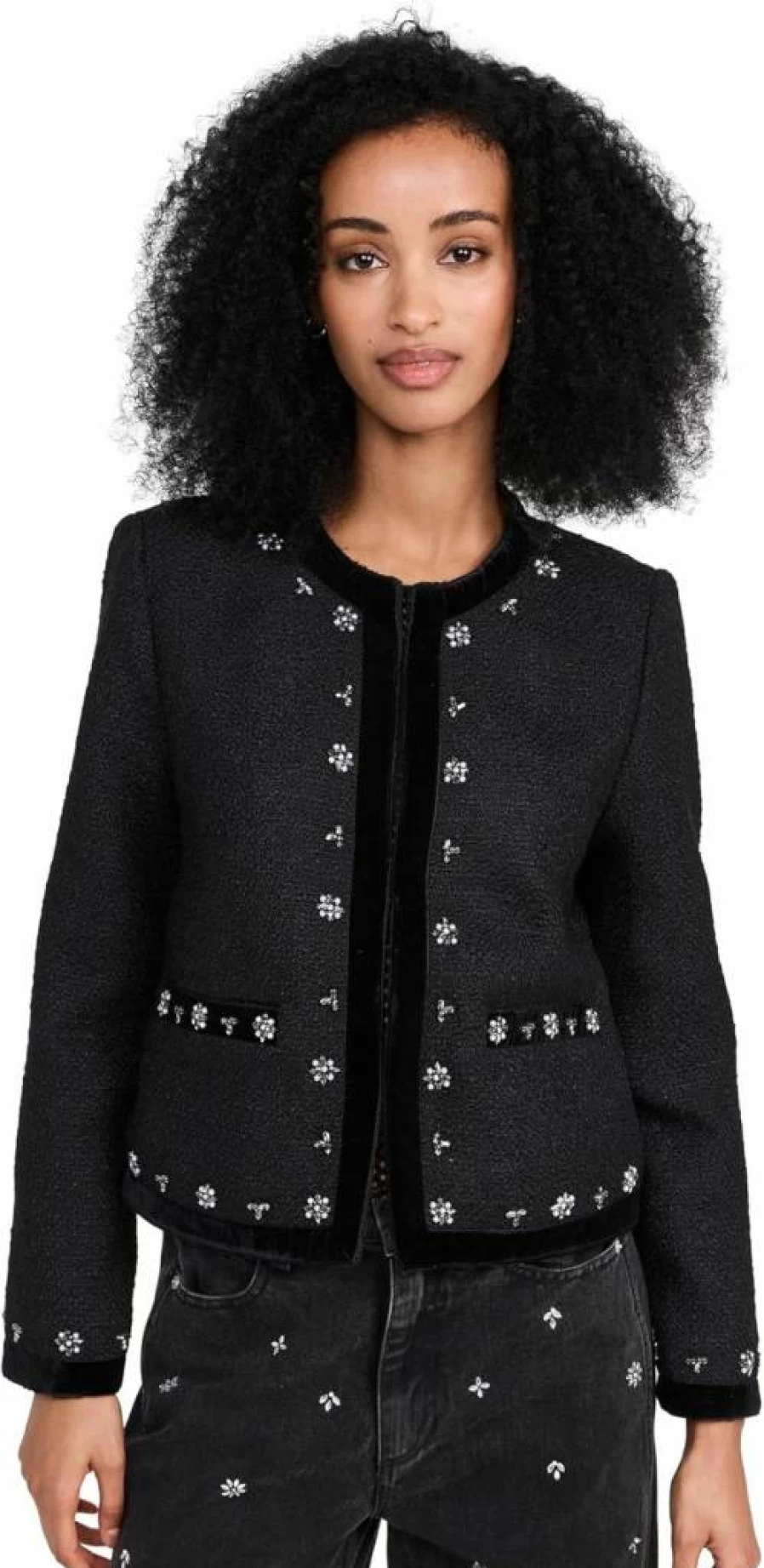 Sea Women's Caryl Beaded Denim Jacket – Embroidered Boho Chic Outerwear