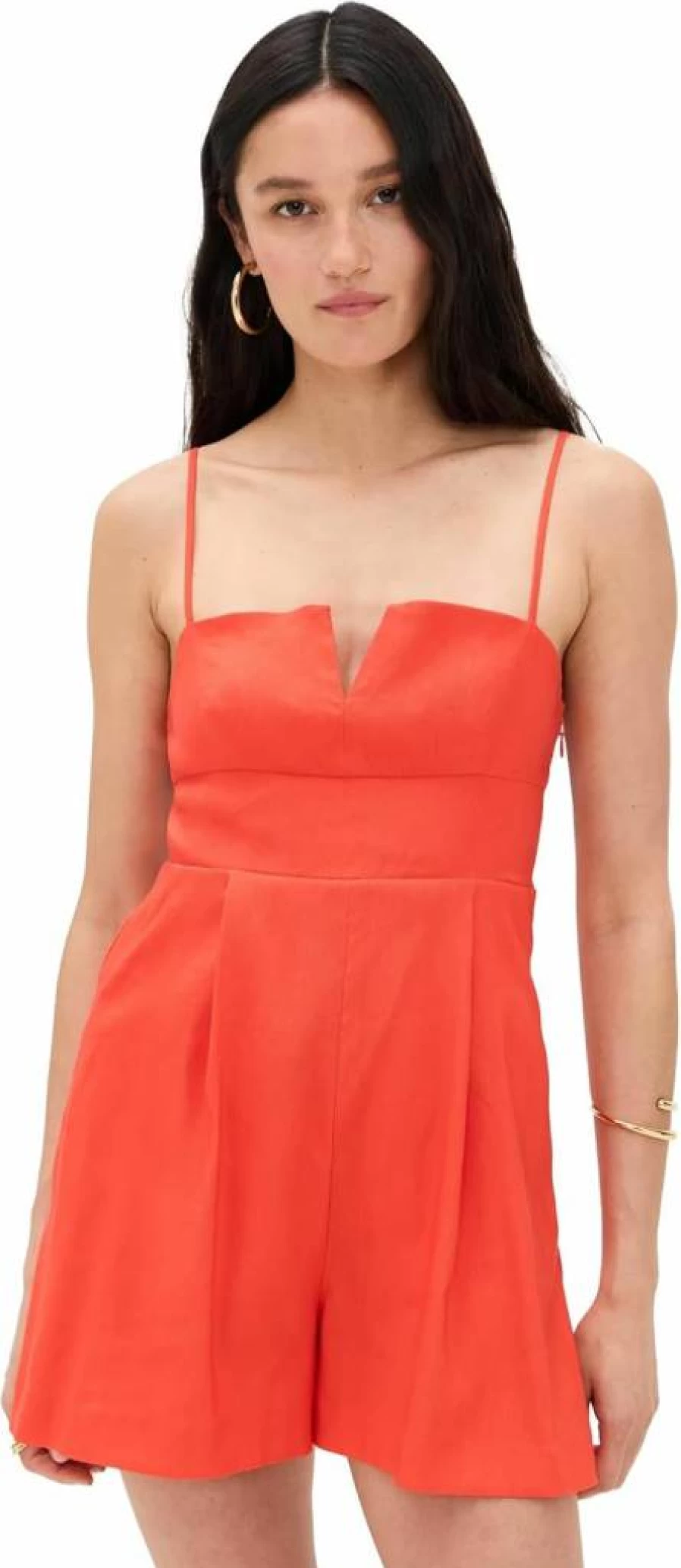 Susana Monaco Women's Linen V-Wire Romper - Stretch Comfort Summer Jumpsuit
