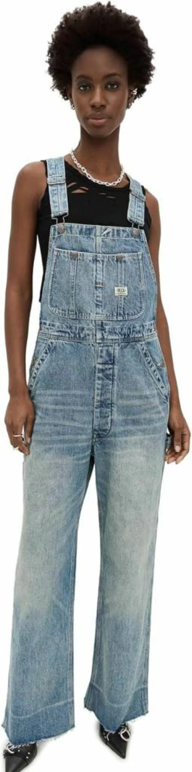 R13 Women's D'Arcy Denim Overalls - Vintage Inspired High-Waisted Jeans Jumpsuit