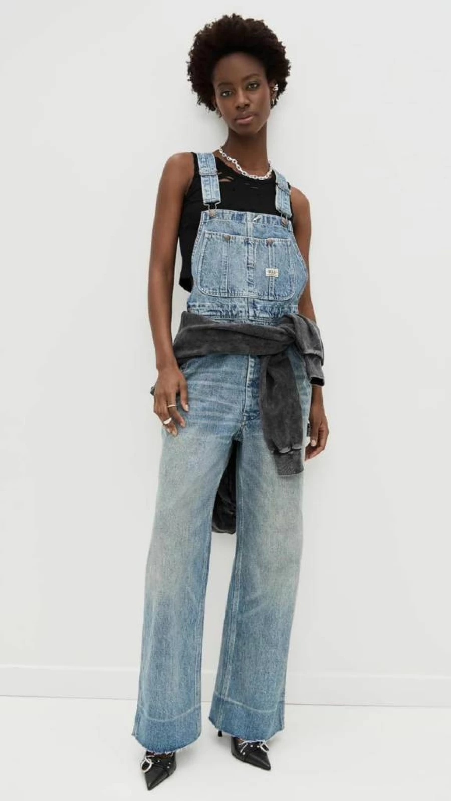 R13 Women's D'Arcy Denim Overalls - Vintage Inspired High-Waisted Jeans Jumpsuit
