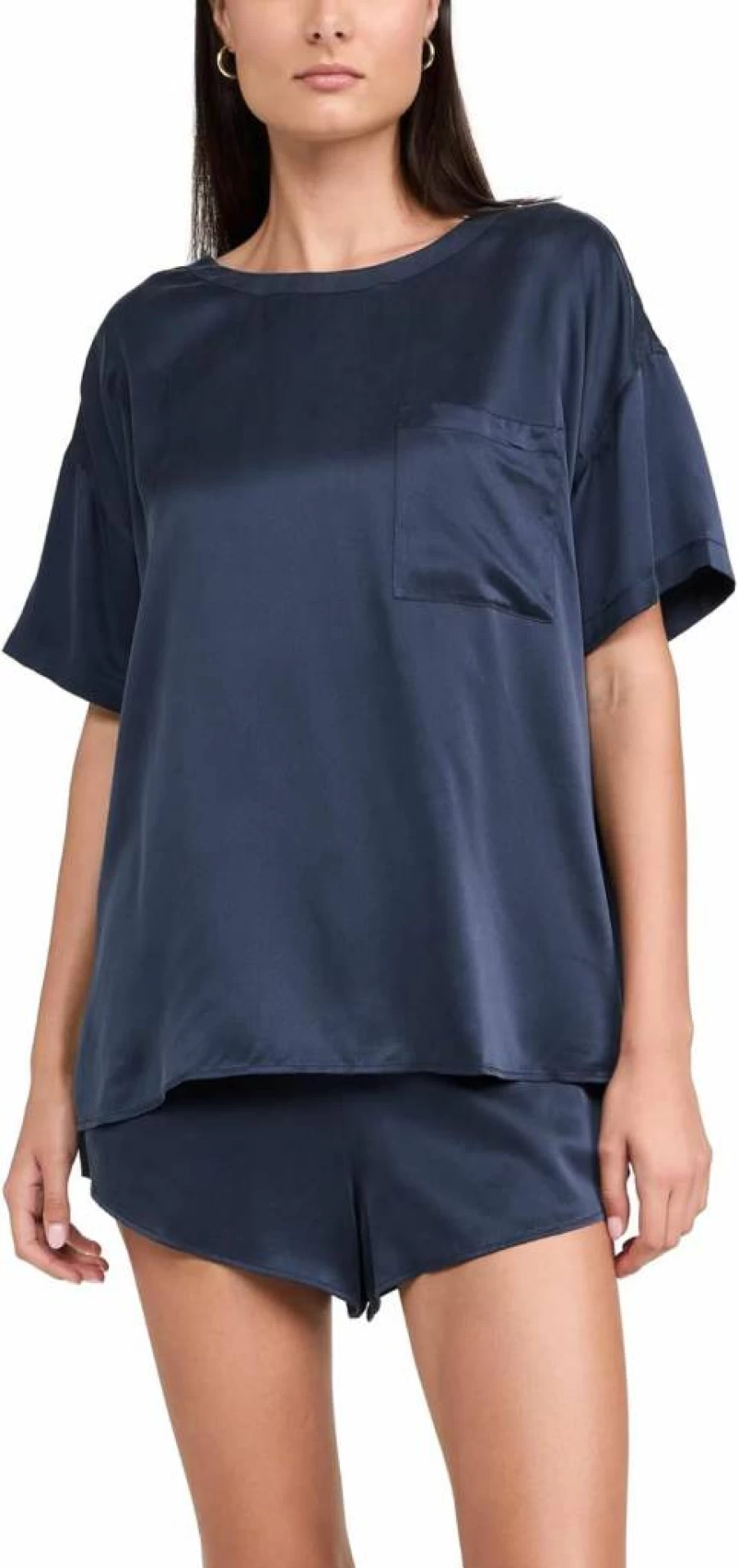 Lunya Women's Washable Silk Sleepwear Set - Soft Shorts & Tee Pajama Set for Comfortable Nights