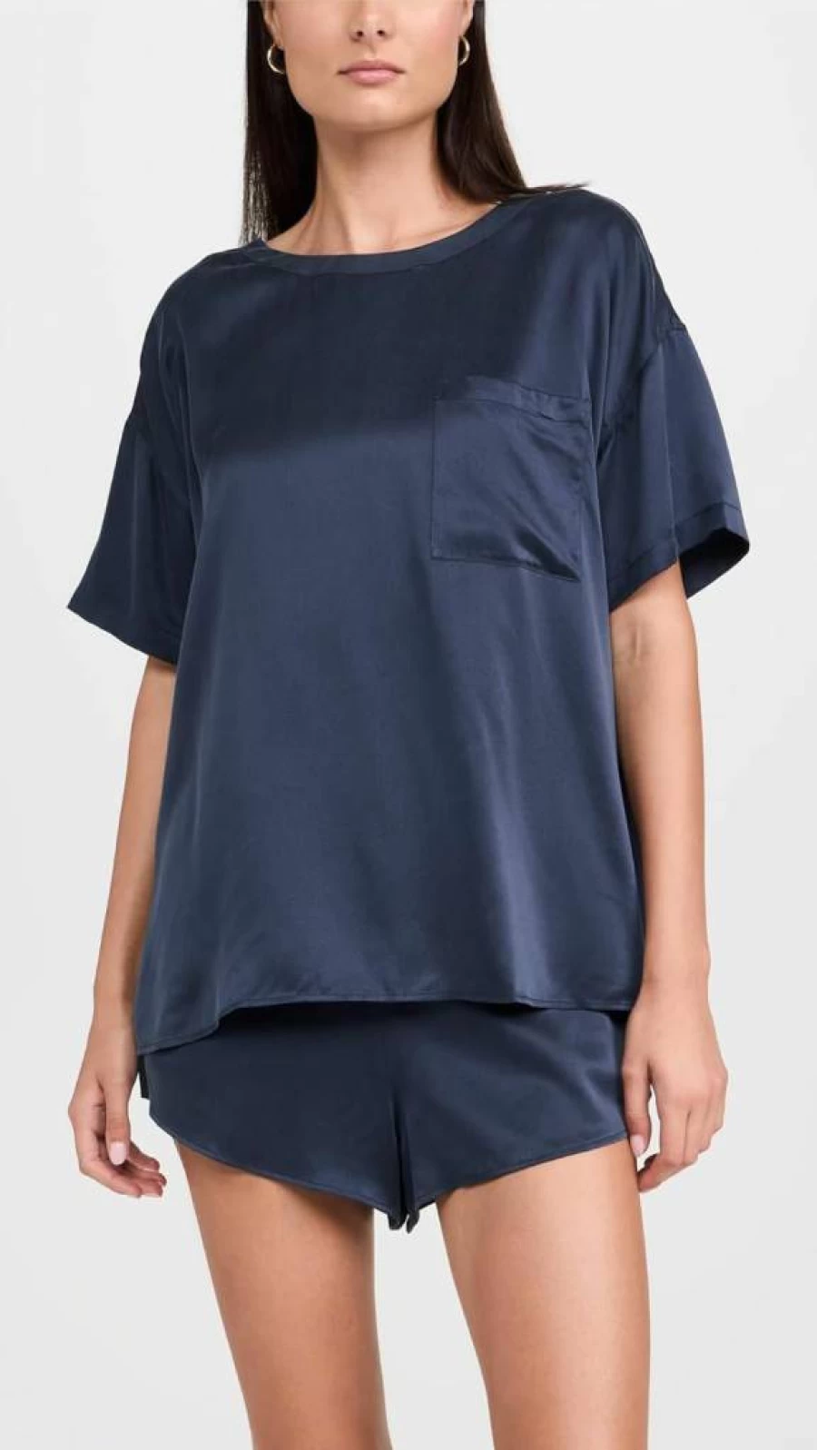 Lunya Women's Washable Silk Sleepwear Set - Soft Shorts & Tee Pajama Set for Comfortable Nights