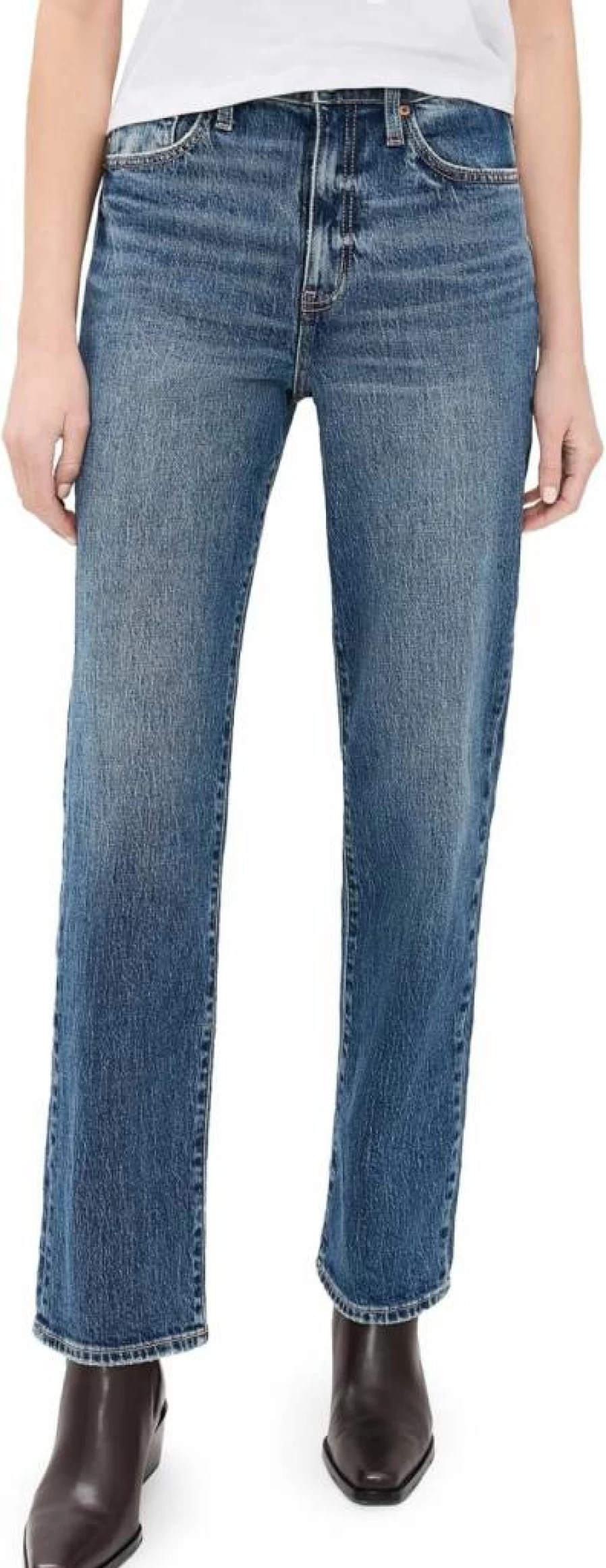 DAZE Belle Vintage Straight Jeans - Classic High-Waisted Denim Pants for Women
