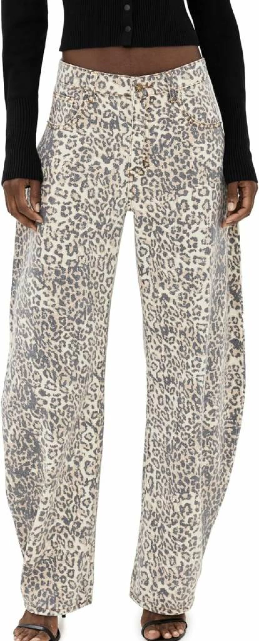 Lioness Women's Distressed High-Waist Horseshoe Embroidered Jeans - Vintage Denim Pants for Women