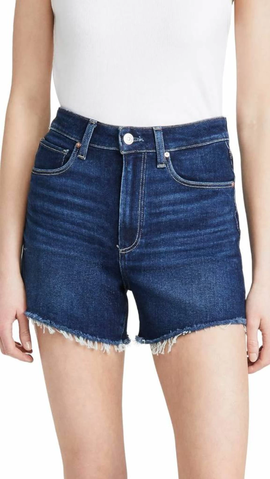 PAIGE Women's Dani Vintage High Rise Raw Hem Denim Shorts Ultra Soft Comfort