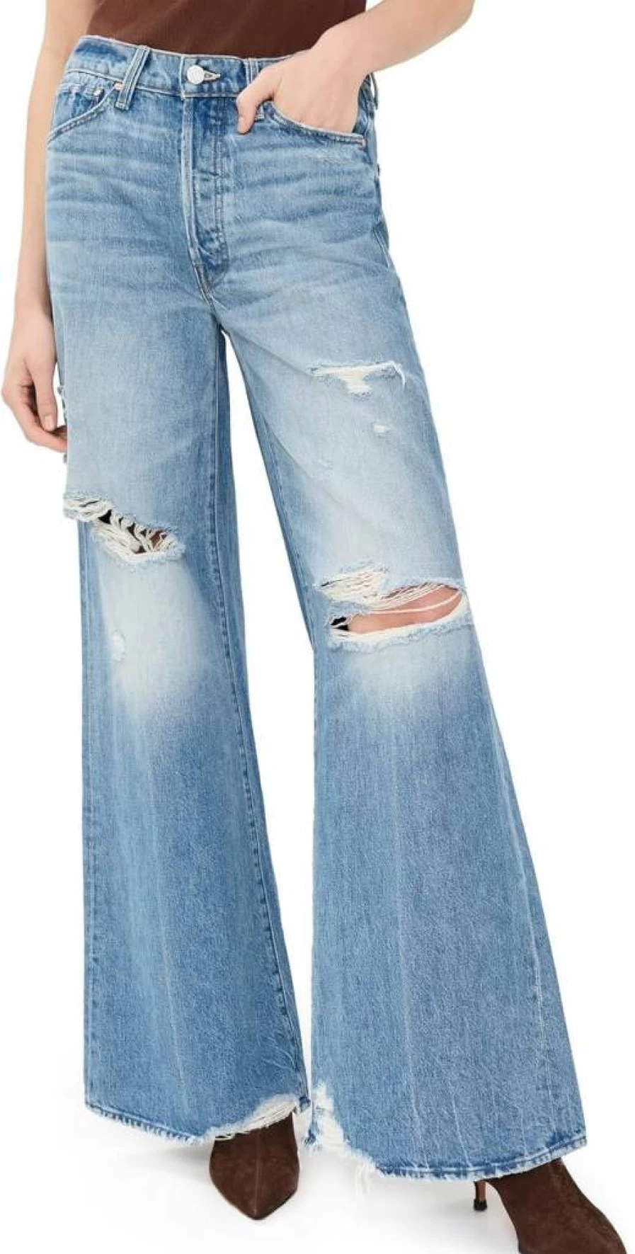 MOTHER Women's The Ditcher Roller Sneaker Jeans - Distressed Denim Sneakers