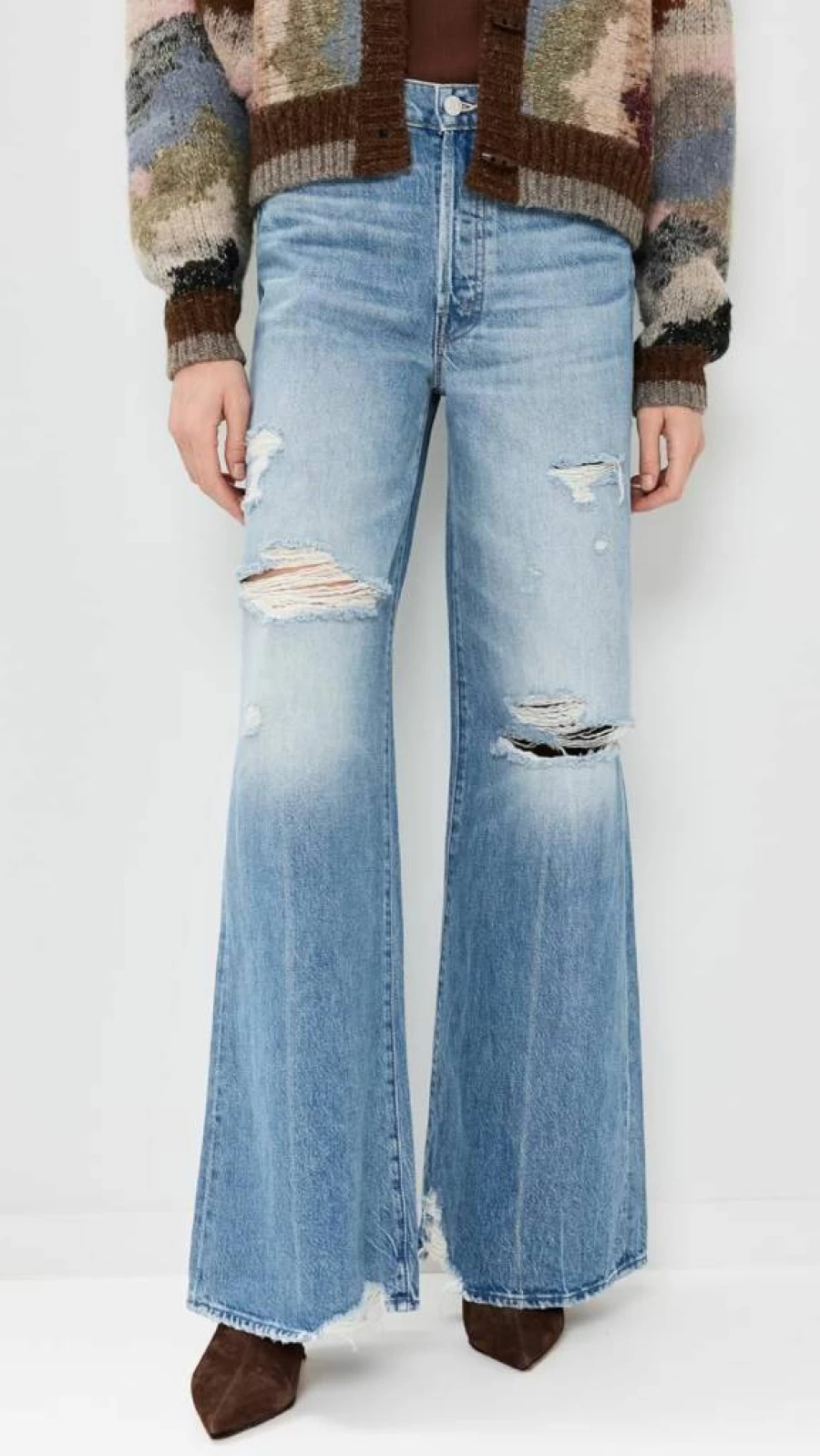 MOTHER Women's The Ditcher Roller Sneaker Jeans - Distressed Denim Sneakers