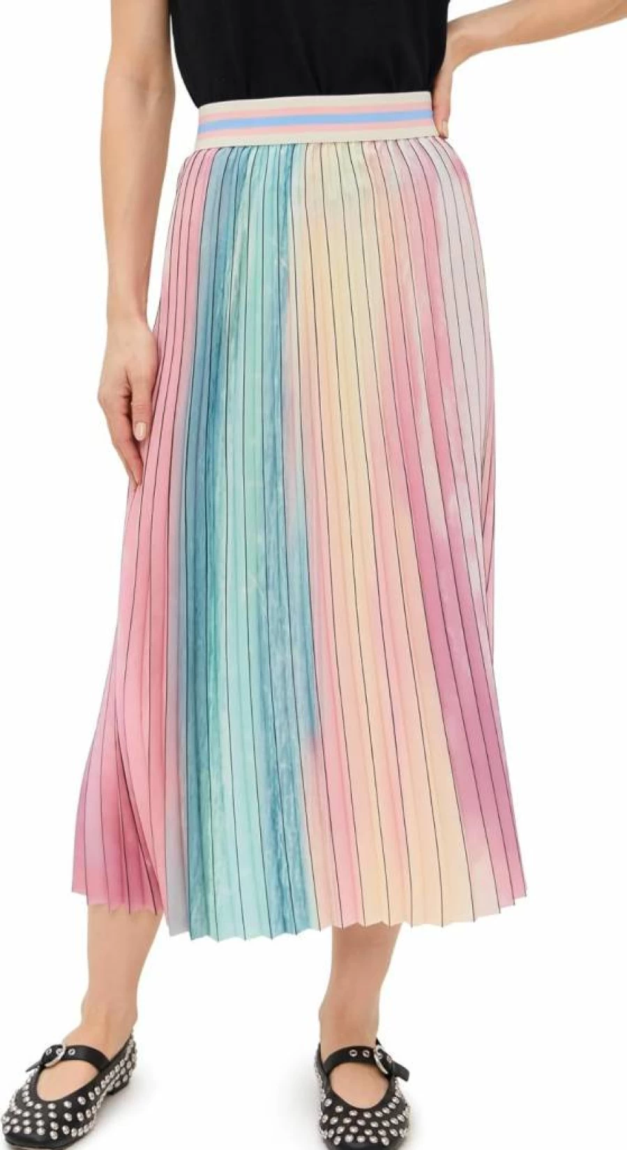 Le Superbe Pleated Skirt with Scattered Clouds Print - Elegant Women's Fashion Skirt