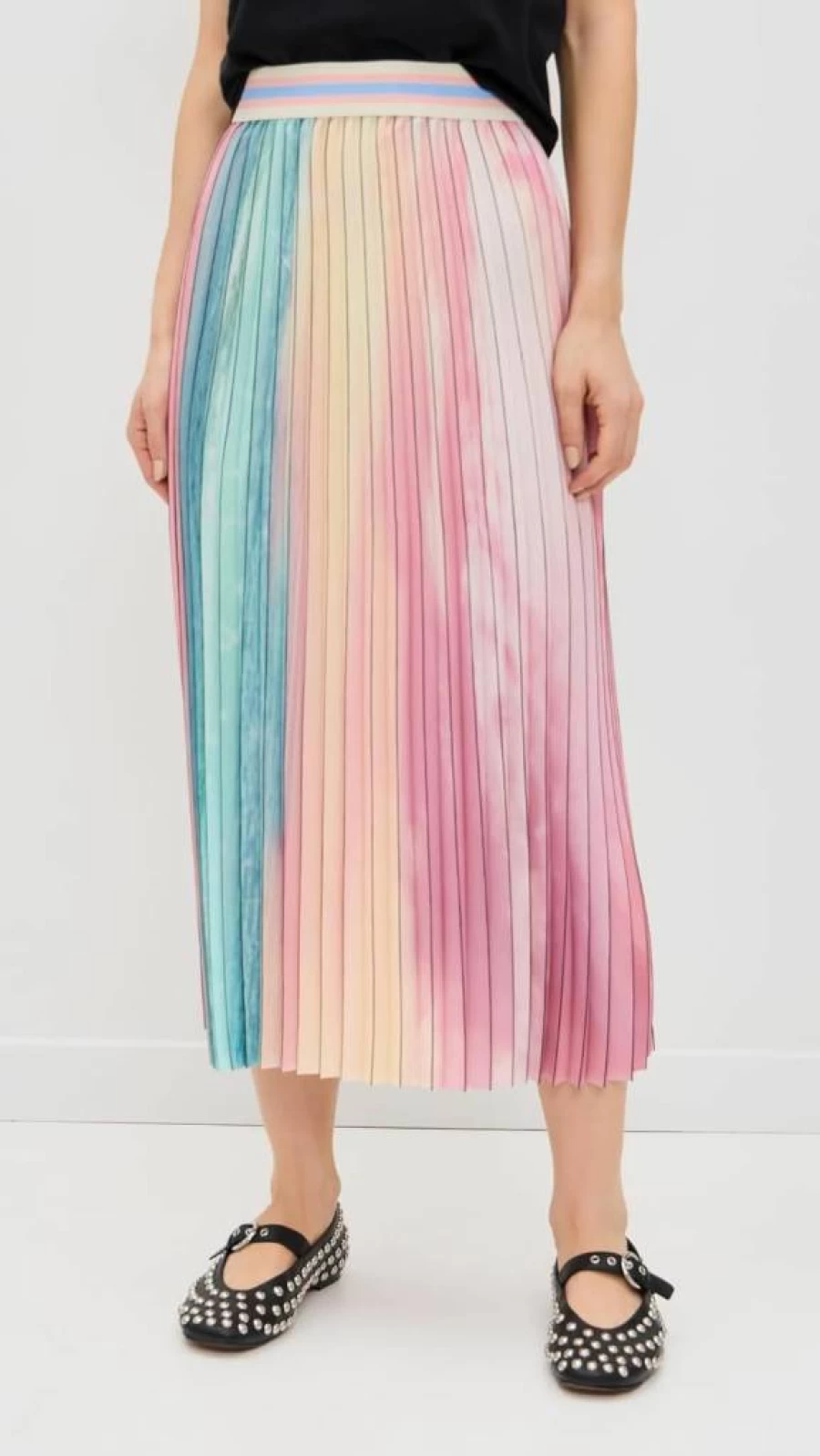 Le Superbe Pleated Skirt with Scattered Clouds Print - Elegant Women's Fashion Skirt