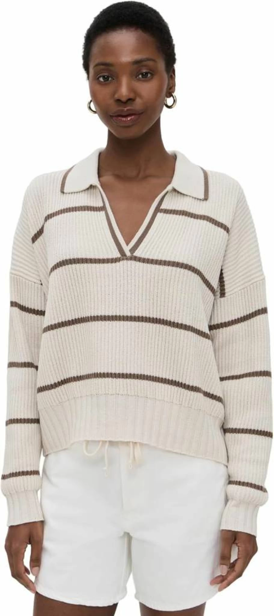 Splendid Women's Striped Polo Sweater - Cella Jane Casual Knit Top