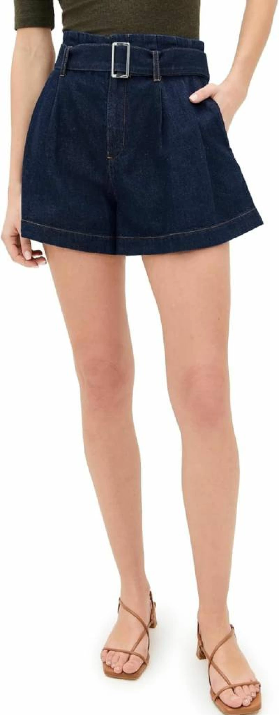 FRAME Women's High-Waisted Paper Bag Shorts - Stylish & Comfortable Summer Shorts