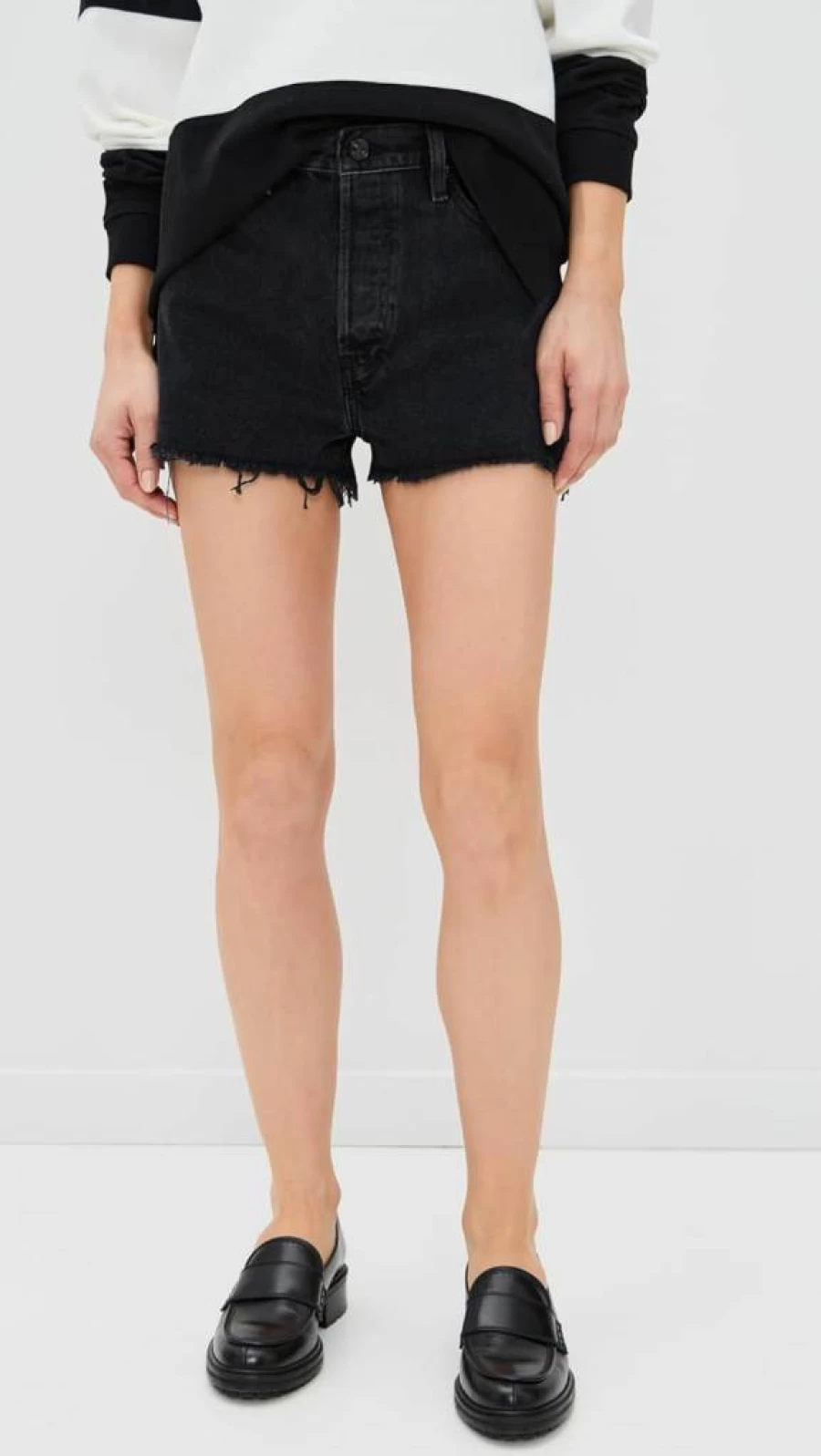 FRAME Women's The Dare High-Waisted Denim Shorts - Classic Fit Distressed Style