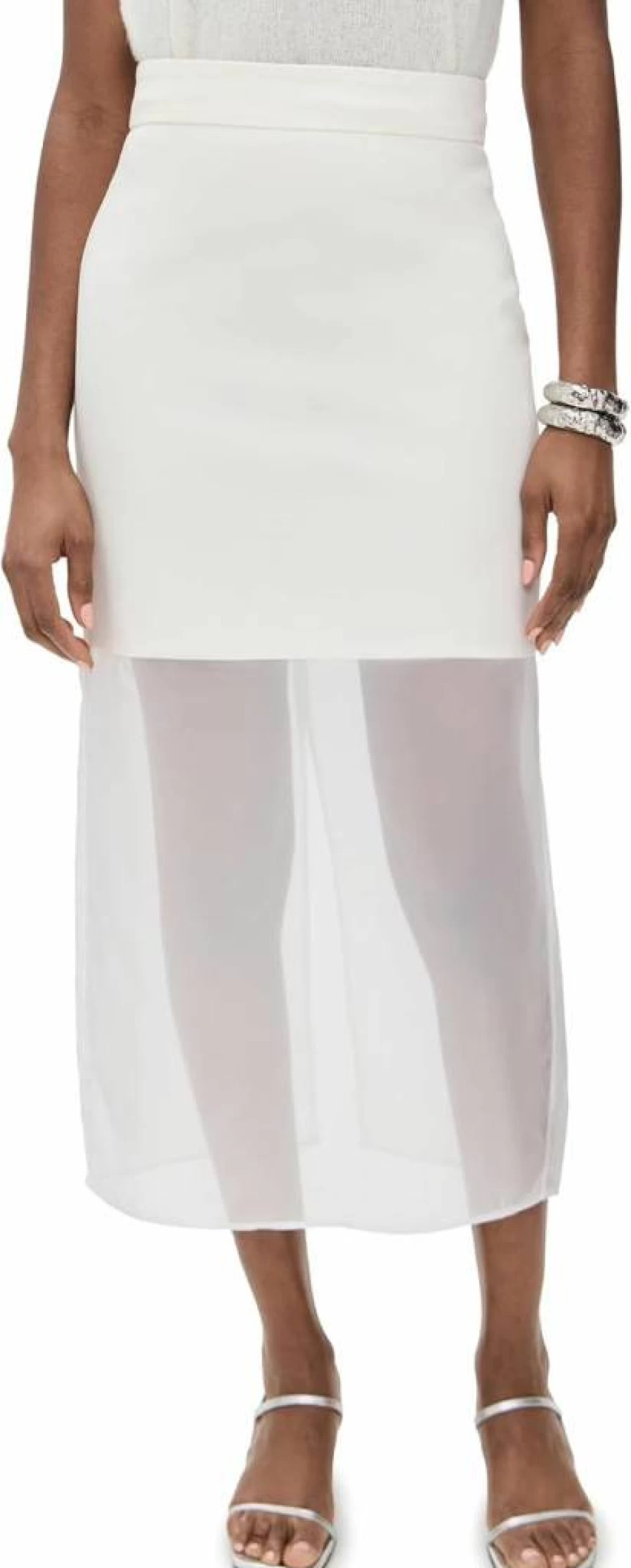 Pixie Market Women's Sheer Mesh Trim Skirt - Stylish Layered Design