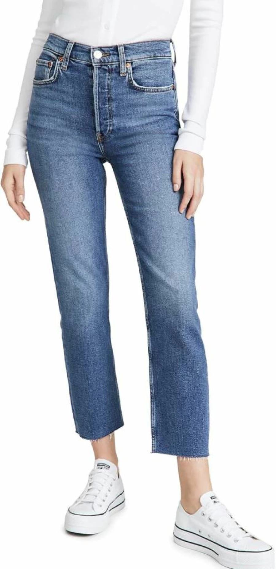RE/DONE Women's High Rise Stove Pipe Jeans - Comfort Stretch Denim for Everyday Wear