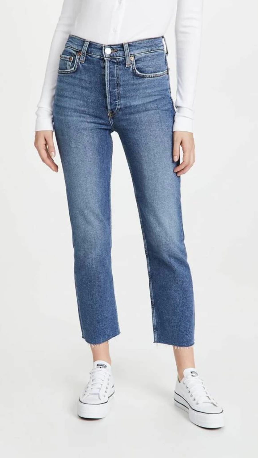RE/DONE Women's High Rise Stove Pipe Jeans - Comfort Stretch Denim for Everyday Wear