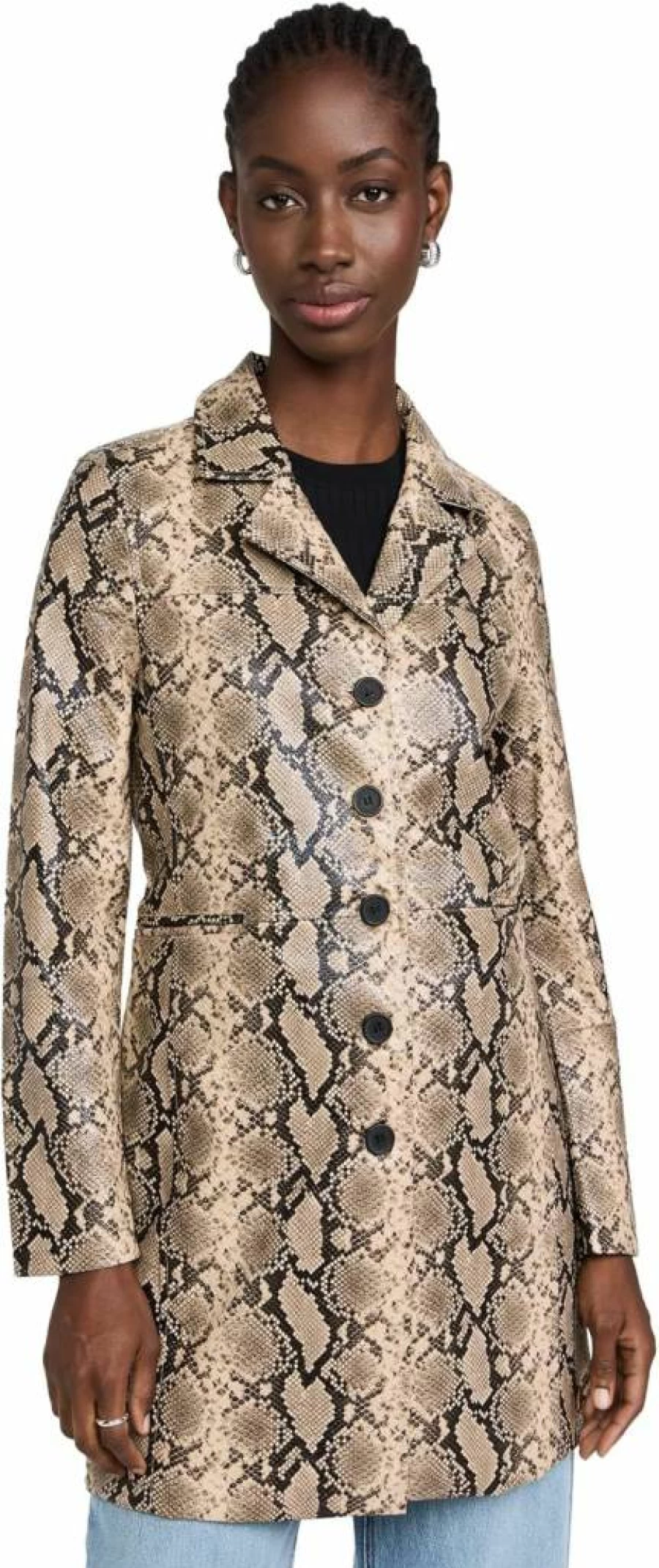 BLANKNYC Women's Faux Leather Snake Print Trench Coat - Stylish Long Jacket for Women